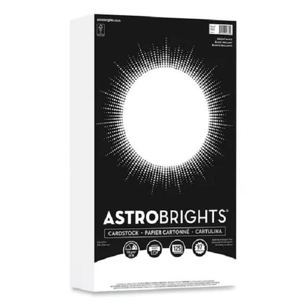 Neenah Paper 65 lb 8.5 x 14 in. Color Cardstock Paper - Bright White, 12PK5 WAU91670 - main